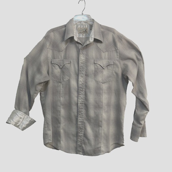 Vintage ROPER Pearl Snap Western L/S Shirt Silver Threads / Satin Accents Sz XL - Picture 3 of 8